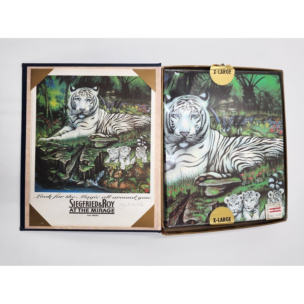 SIEGFRIED AND ROY TSHIRT XL‎ TREASURE BOX LAS VEGAS TIGER SHIRT AND ART SIGNED